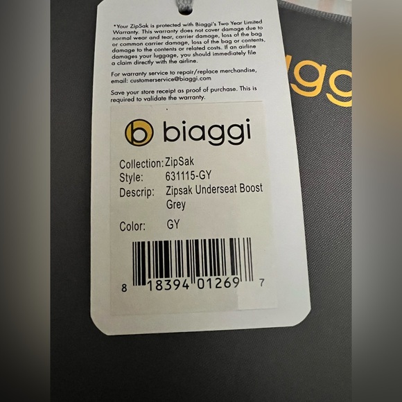 NEW Biaggi Zipsak Boost! Expandable Under-Seat Carry-On in grey nylon fabric - Picture 5 of 6